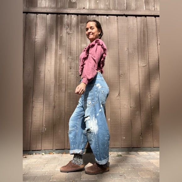 Saylor Cropped Fringe Cardigan Rose Pink Boho Button Front Size M - Picture 6 of 13